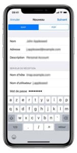 Installation des mails sur Iphone