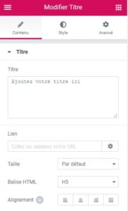 Elementor Menu Titre