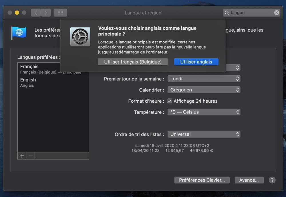 Ajouter une langue sur osx