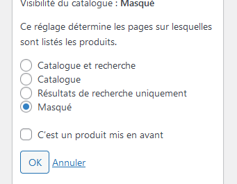 Masquer les produits "hidden" et "outofstock" de la recherche wordpress